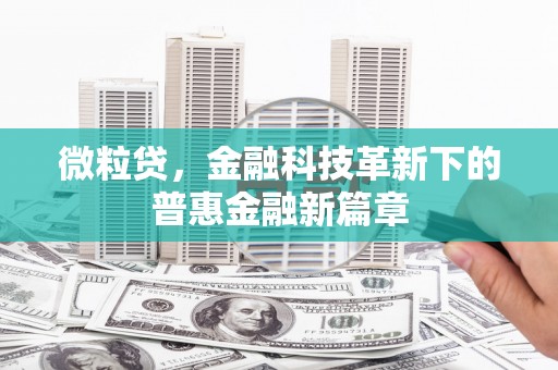 金溪微粒贷，金融科技革新下的普惠金融新篇章