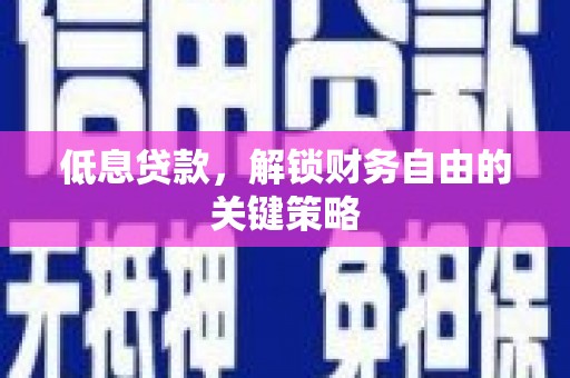 金溪低息贷款，解锁财务自由的关键策略