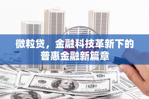 金溪微粒贷，金融科技革新下的普惠金融新篇章