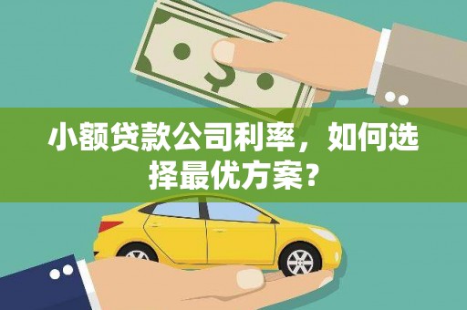 金溪小额贷款公司利率，如何选择最优方案？
