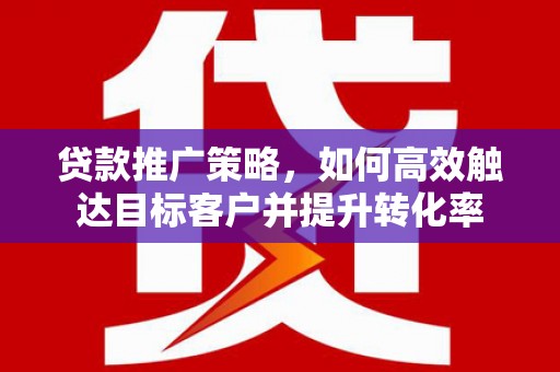 金溪贷款推广策略，如何高效触达目标客户并提升转化率