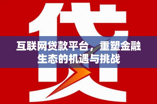 金溪互联网贷款平台，重塑金融生态的机遇与挑战