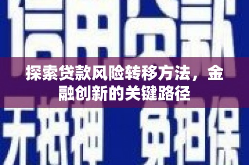 金溪探索贷款风险转移方法，金融创新的关键路径