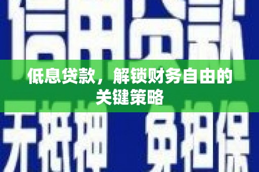 金溪低息贷款，解锁财务自由的关键策略