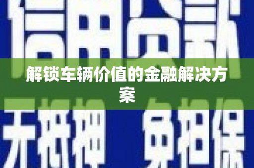 金溪解锁车辆价值的金融解决方案